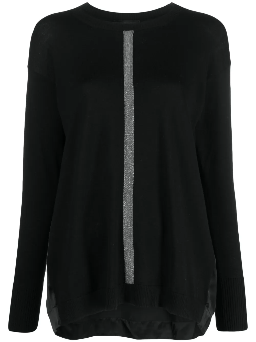 Fabiana Filippi Beaded-stripe Wool-blend Jumper In Black