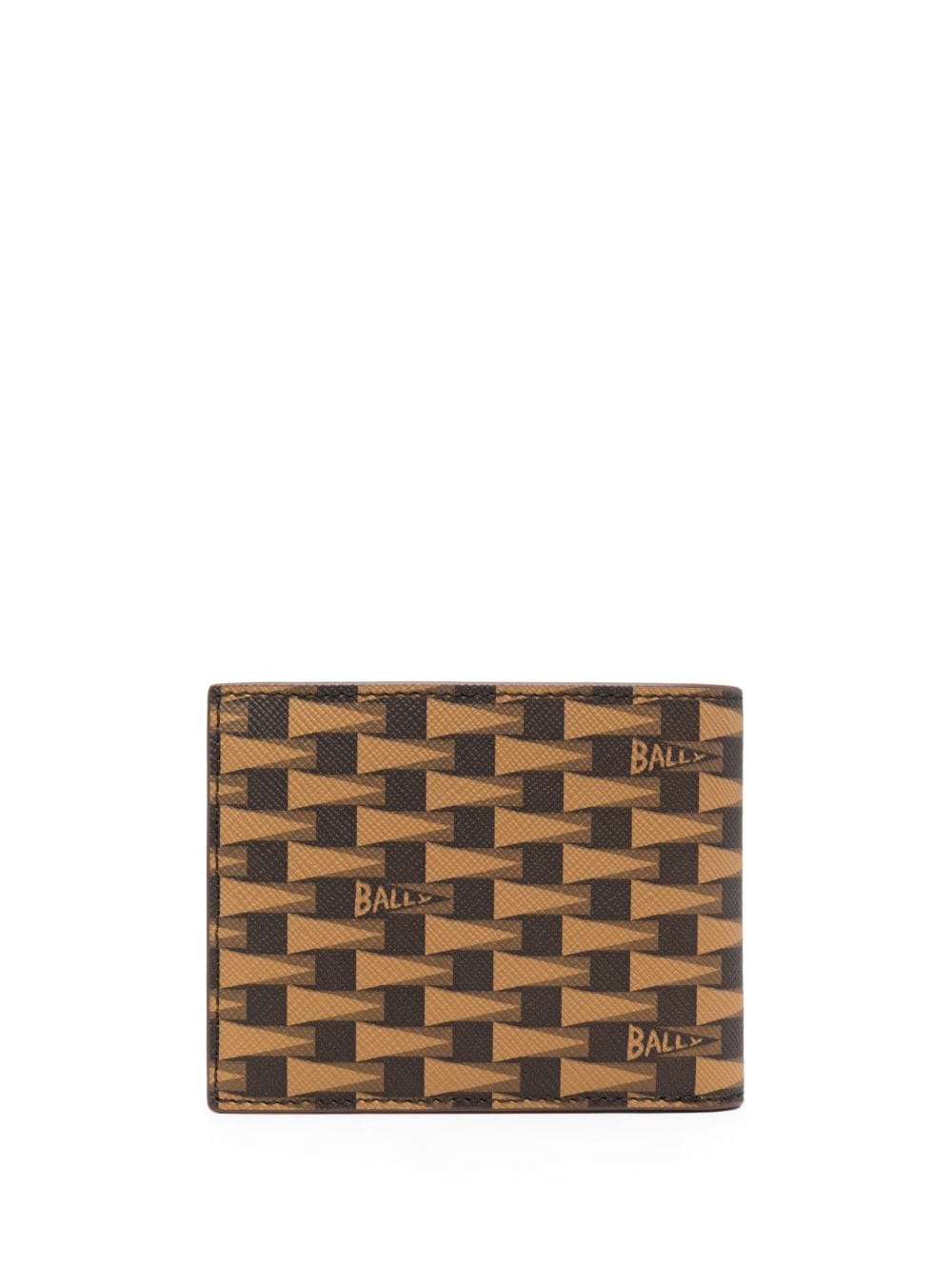 Shop Bally Pennant Leather Bi-fold Wallet In Brown