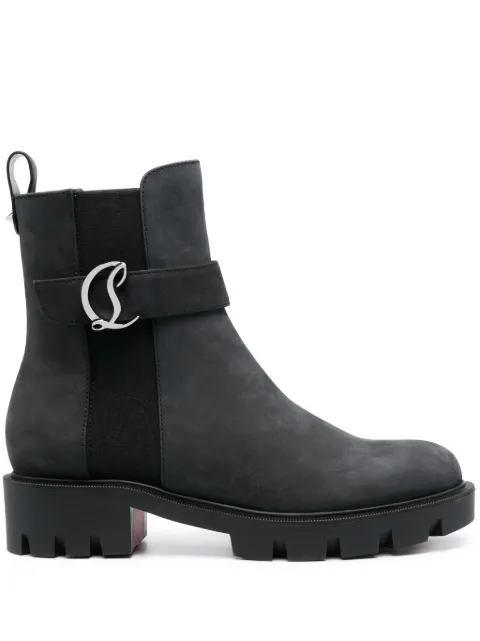 Christian Louboutin logo-plaque leather ankle boots