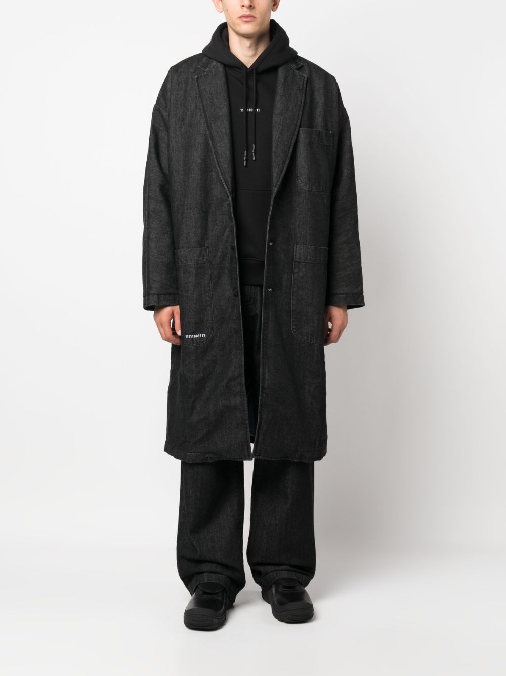 Shop Société Anonyme Single-breasted Denim Coat In Black