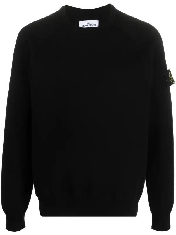 Stone Island Compass motif cotton blend Sweatshirt Black FARFETCH AO