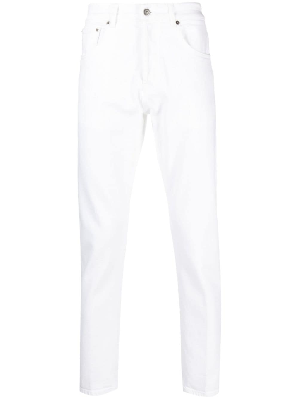 Shop Dondup Logo-plaque Tapered Jeans In Weiss