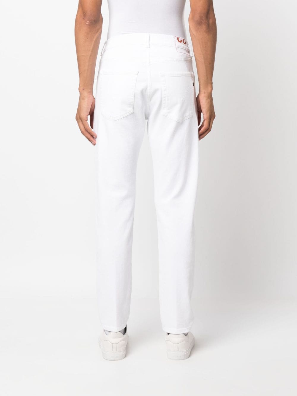 Shop Dondup Logo-plaque Tapered Jeans In Weiss