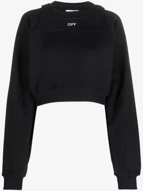 Off-White logo-print cropped cotton sweatshirt