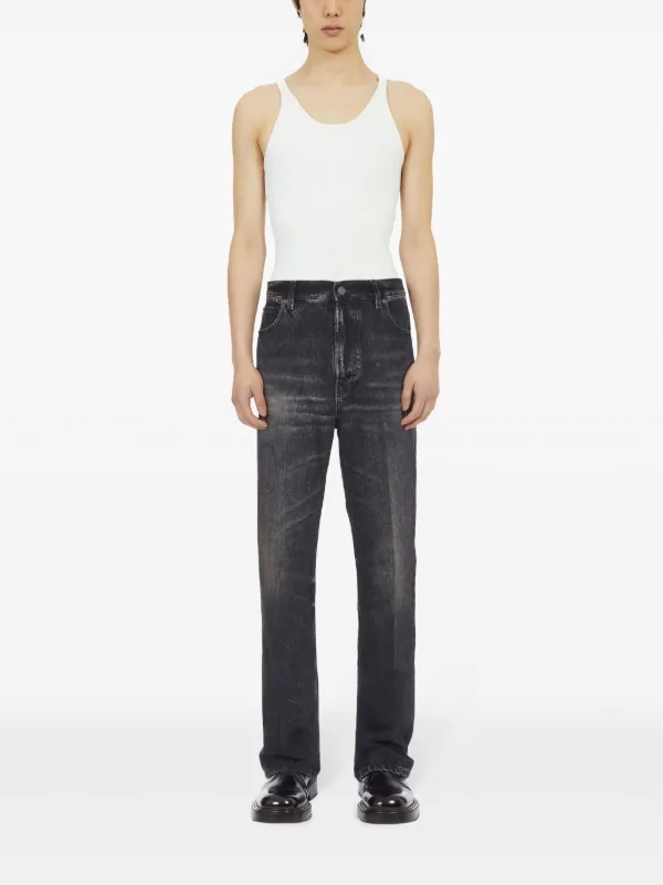 Ferragamo Stonewashed Denim straight-leg Jeans | Black