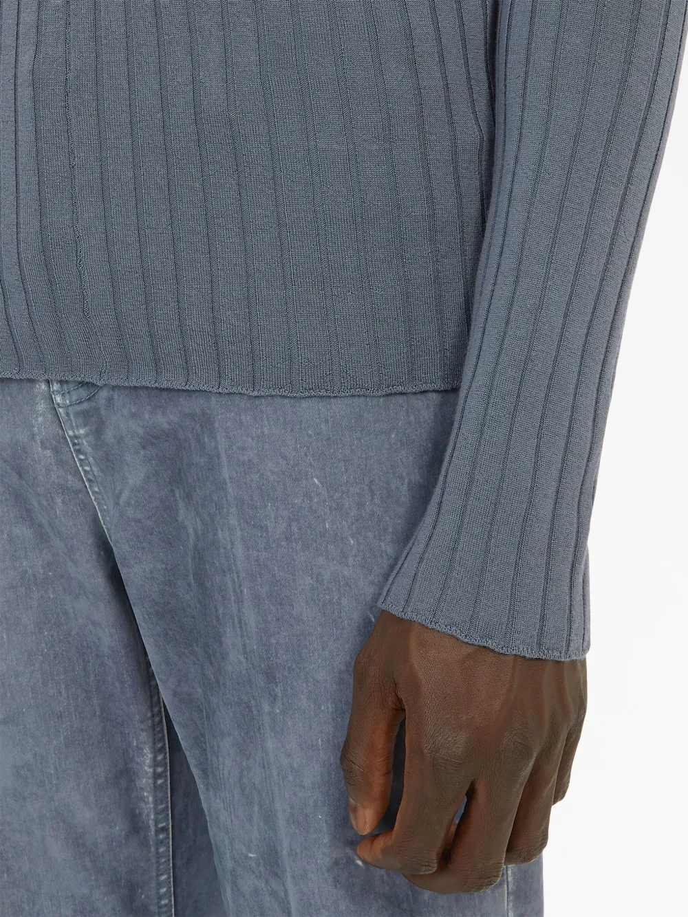 Ferragamo V-neck ribbed-knit Jumper | Grey | FARFETCH