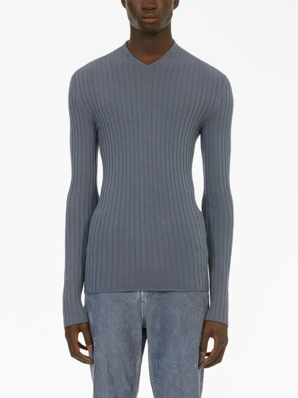 【23AW NEW】FERRAGAMO_man / Vネック ウール Tシャツ /BlueGray num_V_df2a8919-6514-4dbd-8f44-