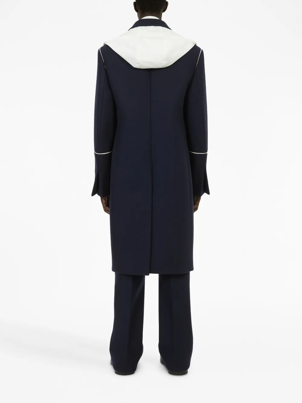  Ferragamo Single-breasted Hooded Coat - Blue 