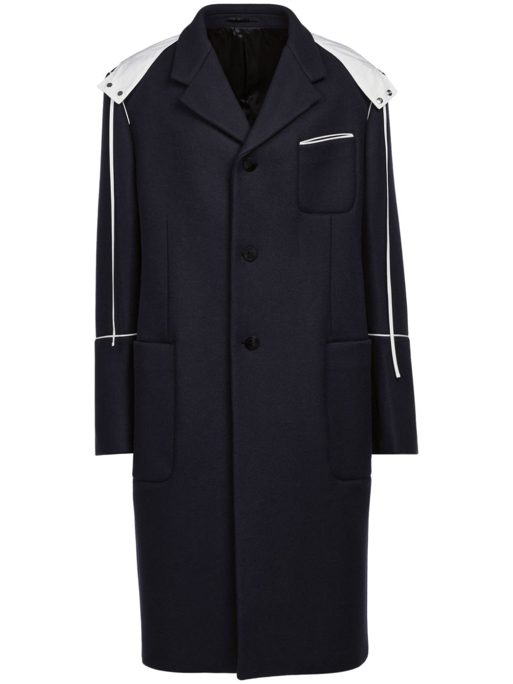 Ferragamo single-breasted hooded coat - Blue