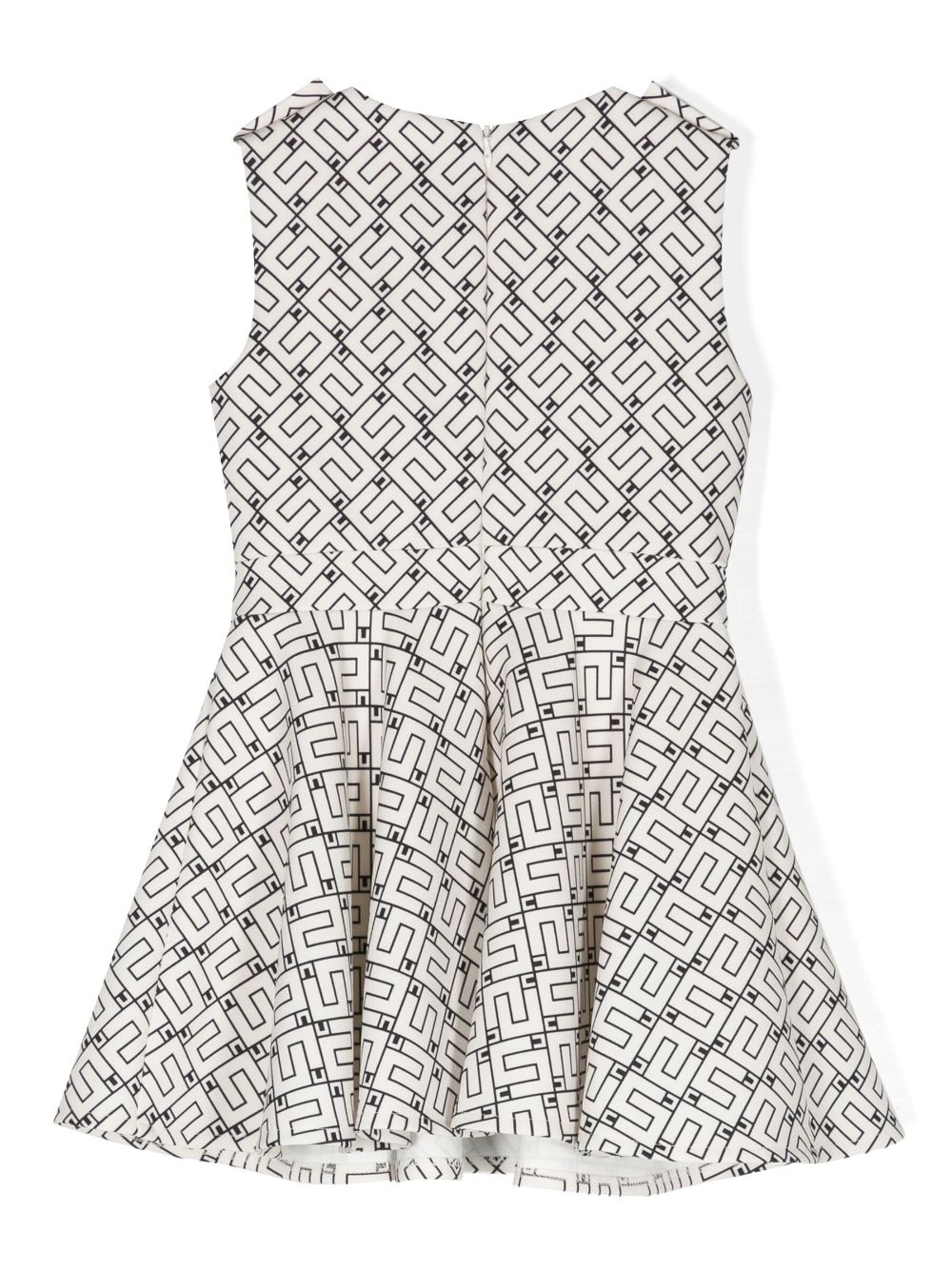 Elisabetta Franchi La Mia Bambina monogram-jacquard flared dress - Wit