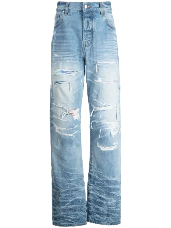 AMIRI スリムフィット アップリケ ダメージ ジーンズ 人気