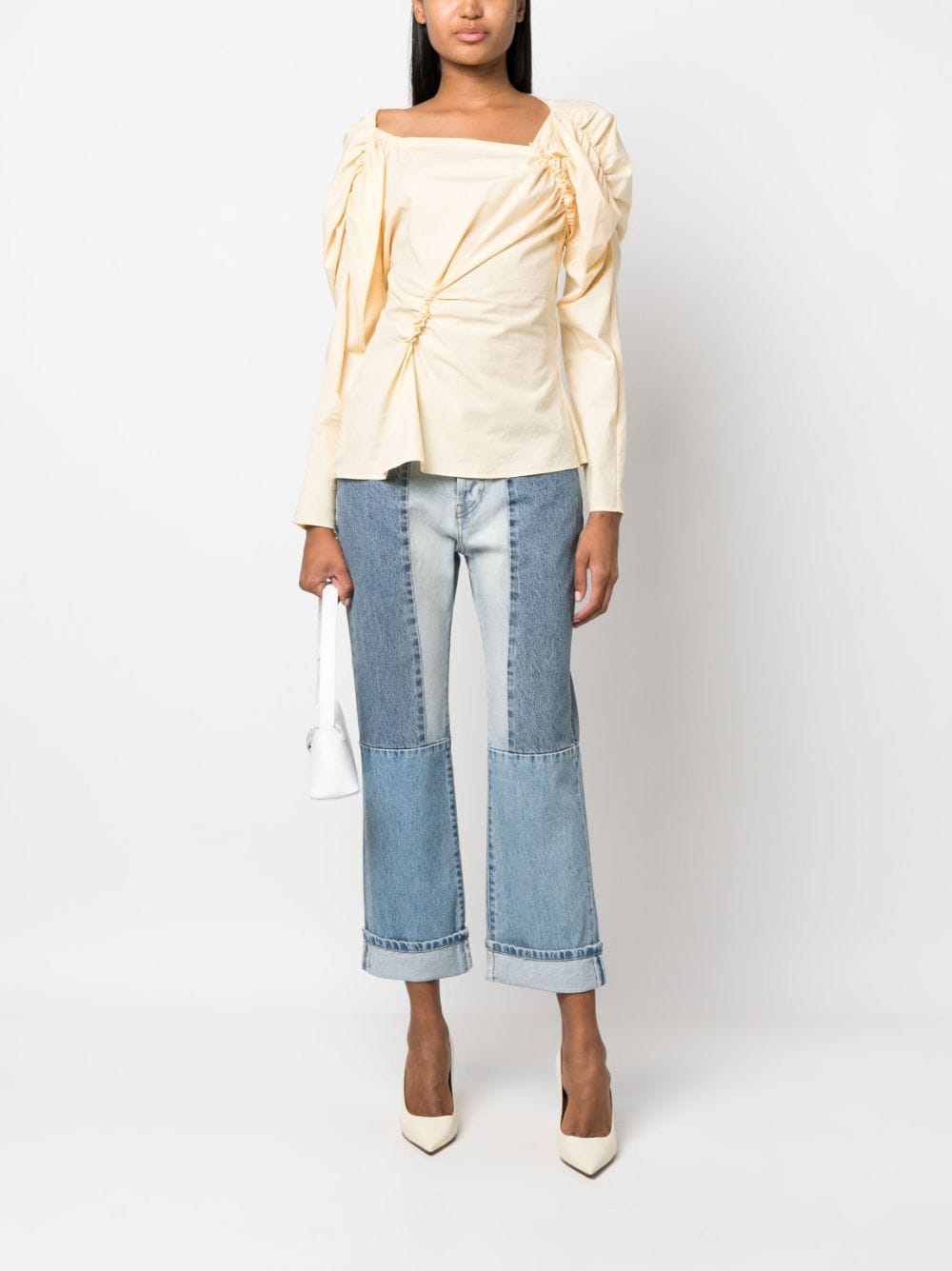 Victoria Beckham straight-leg patchwork jeans - Blauw