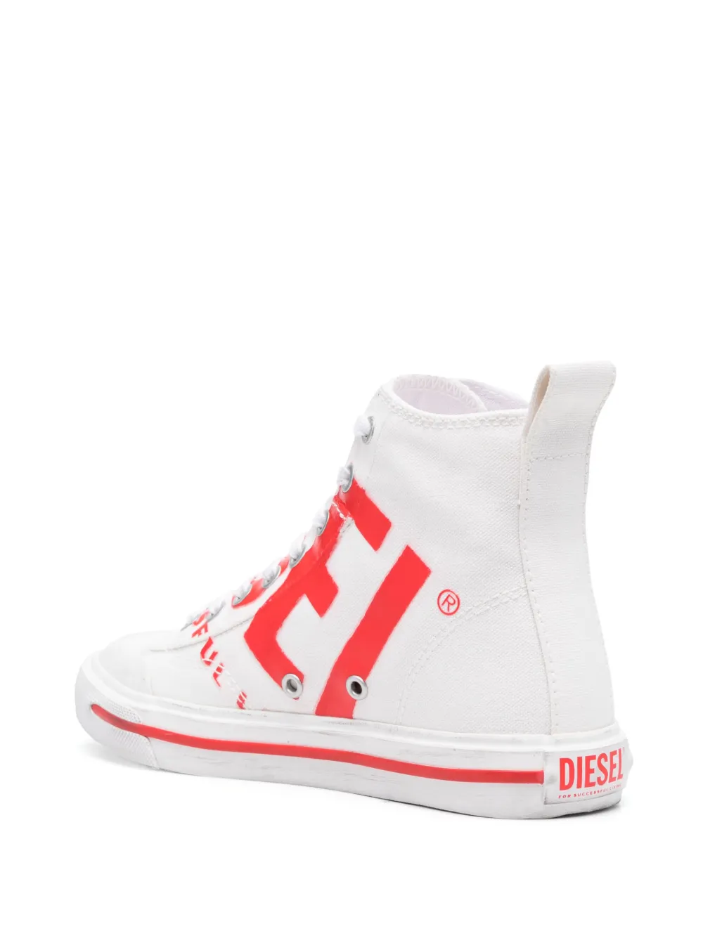 Shop Diesel Logo-print High-top Sneakers In White