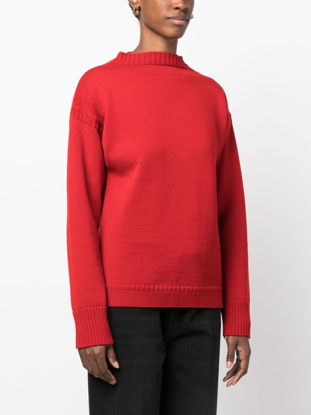 Shop Totême Mock Neck Wool Jumper In Red