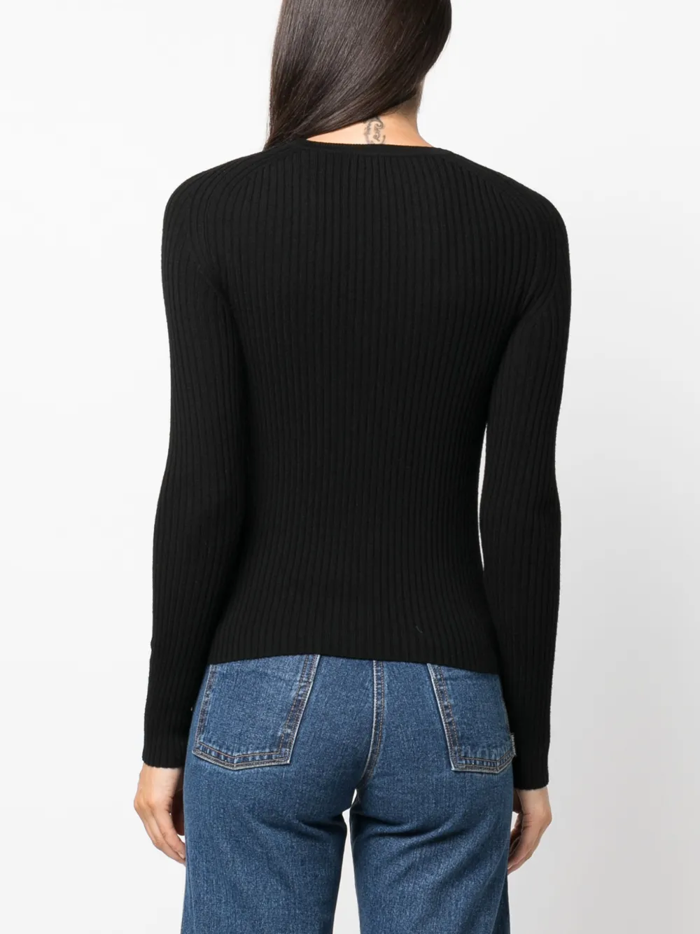 Totême Ribbd-knit Jumper In Schwarz
