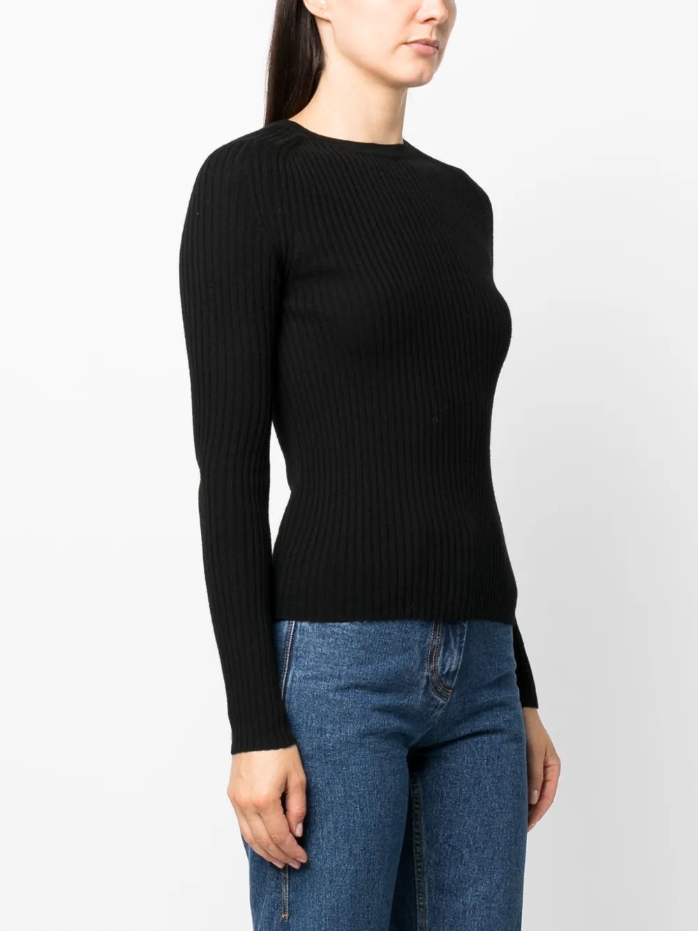 Totême Ribbd-knit Jumper In Schwarz