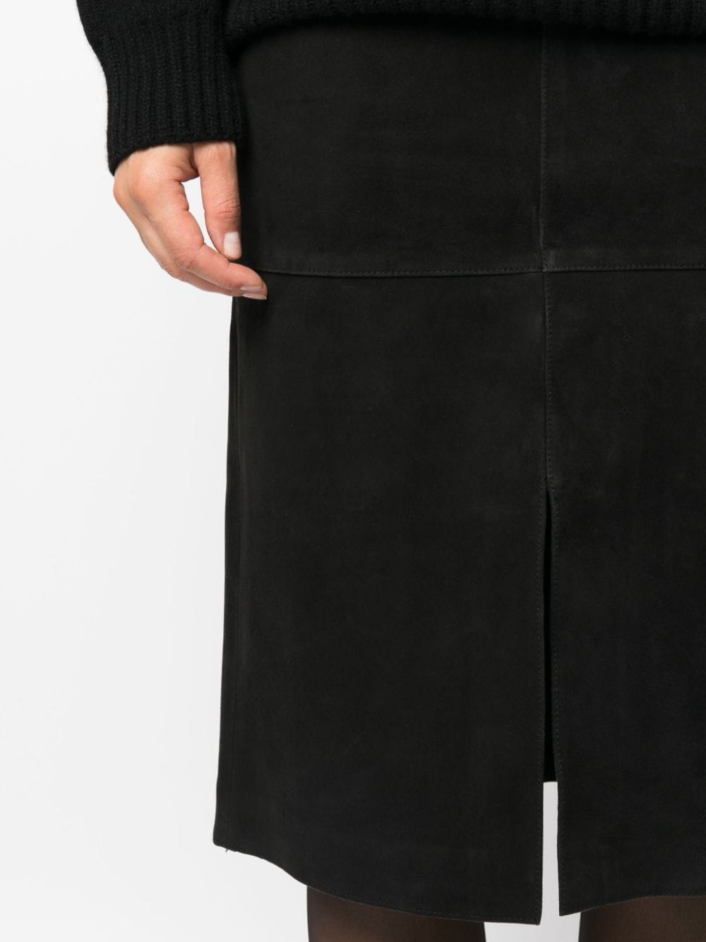 Shop Totême Suede Midi Skirt In Black