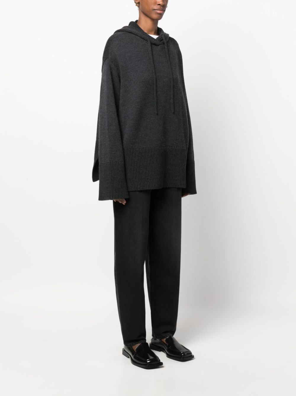 Shop Totême Drawstring Hood Wool-blend Jumper In Grey