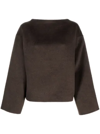 TOTEME Boat Neck Doublé Wool Jumper | Brown | FARFETCH