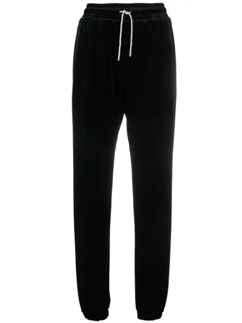 Alexandre Vauthier rhinestone-drawstring velvet track pants