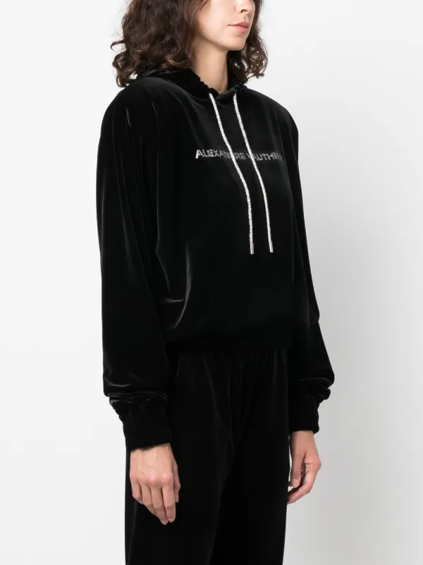Black velvet hoodie women's discount