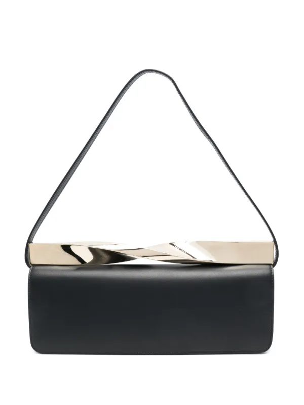 Aquazzura Twist Leather Shoulder Bag in Black