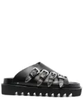 Toga Pulla western-buckle leather slides - Black