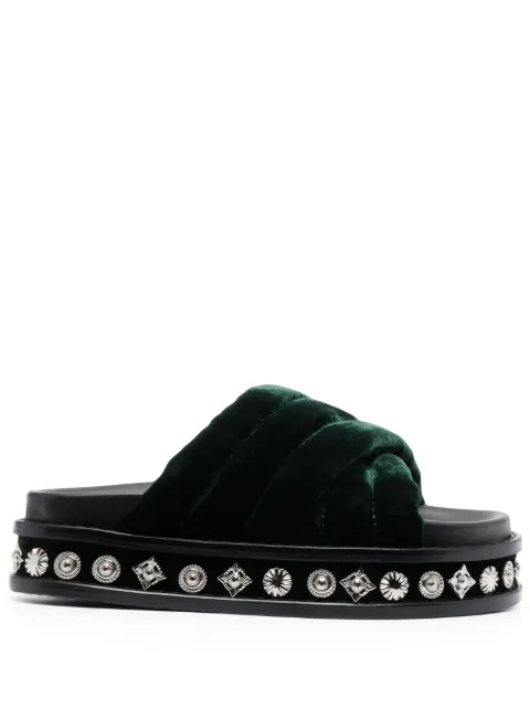 Toga Pulla studded 50mm velvet slides