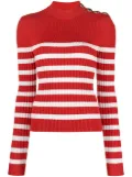 Balmain striped roll-neck jumper - Red