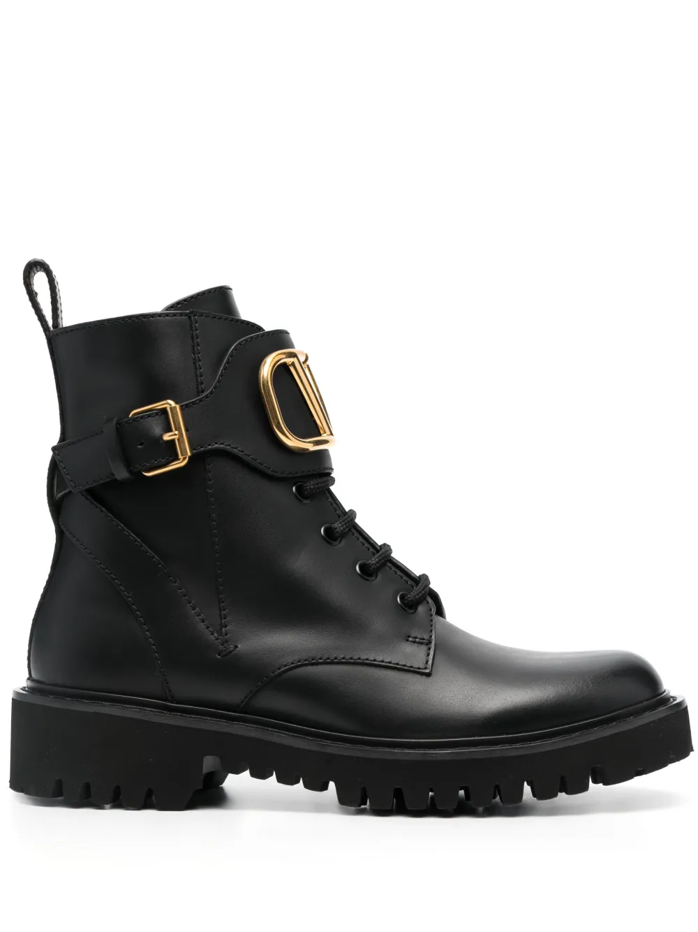 Valentino Go Logo Embellished Leather Ankle Boots In Schwarz