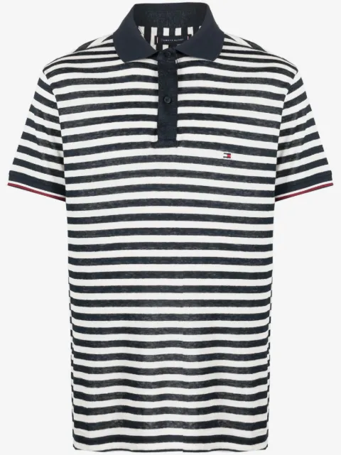 Tommy Hilfiger logo-patch striped polo shirt