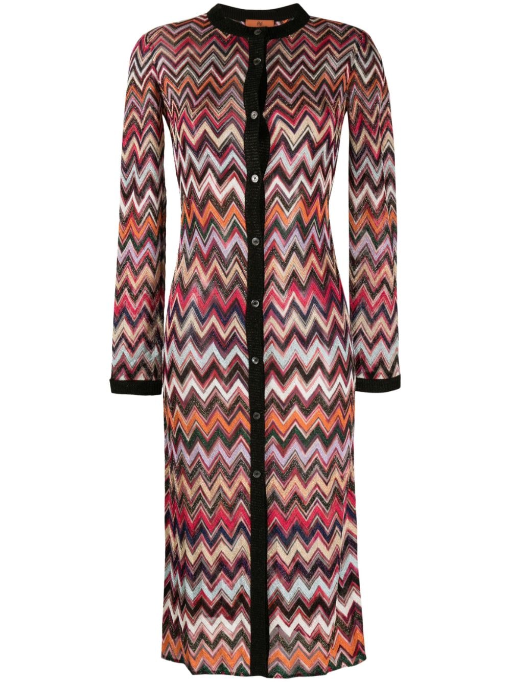 Shop Missoni Zigzag-woven Long-sleeve Cardigan In Pink