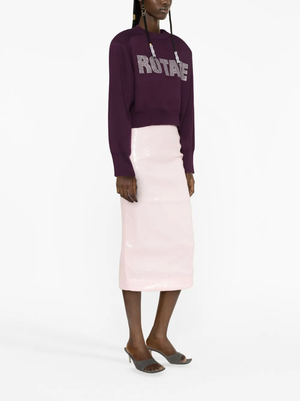 Rotate Birger Christensen Sequin Midi Pencil Skirt In Pink