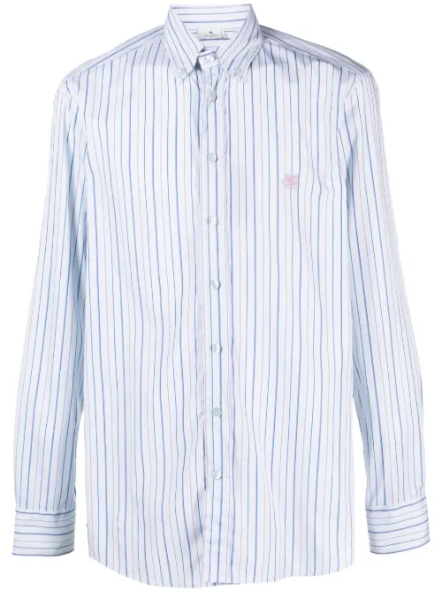 Chemise rayée en coton à logo brodé - ETRO - Modalova