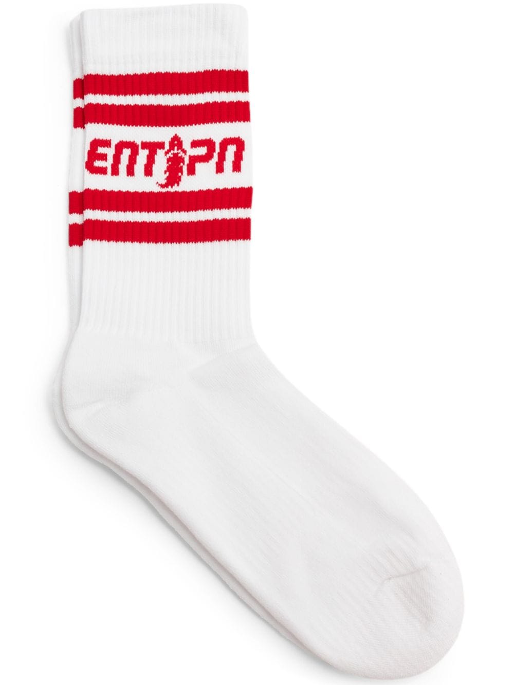 Enterprise Japan Logo-intarsia Ribbed-knit Socks In White