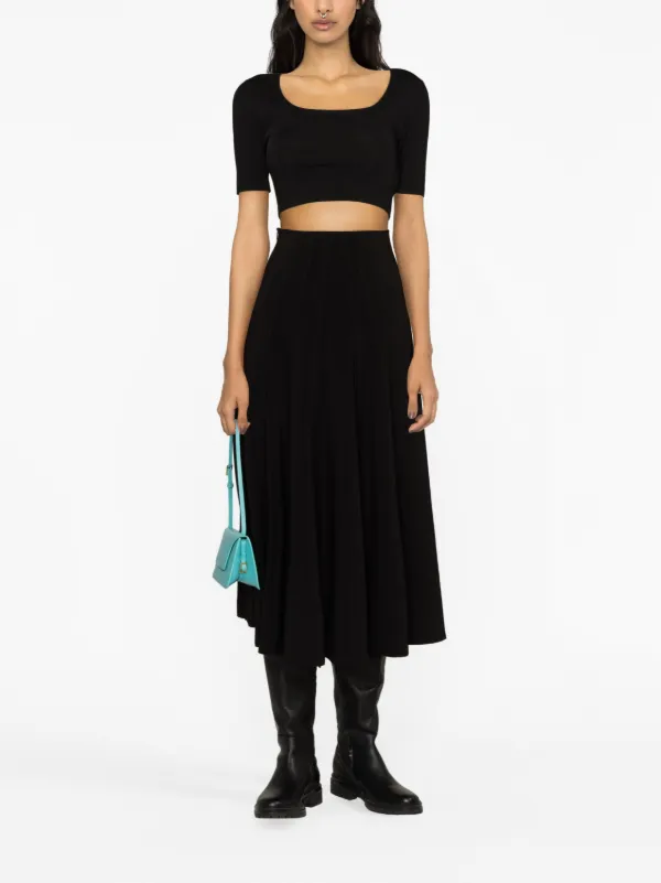 Norma Kamali Grace A line Midi Skirt Black FARFETCH AU