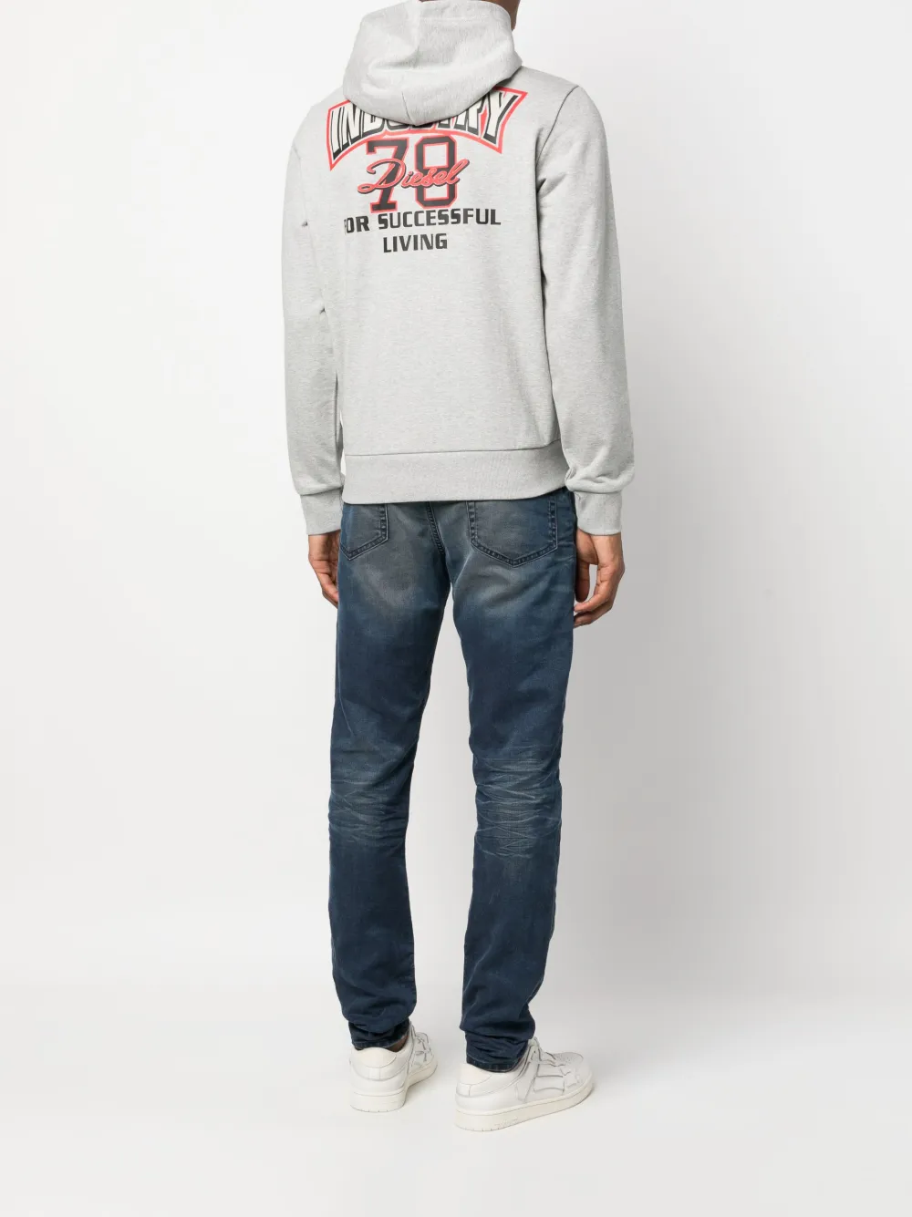 Diesel graphic-print jersey hoodie - Grijs
