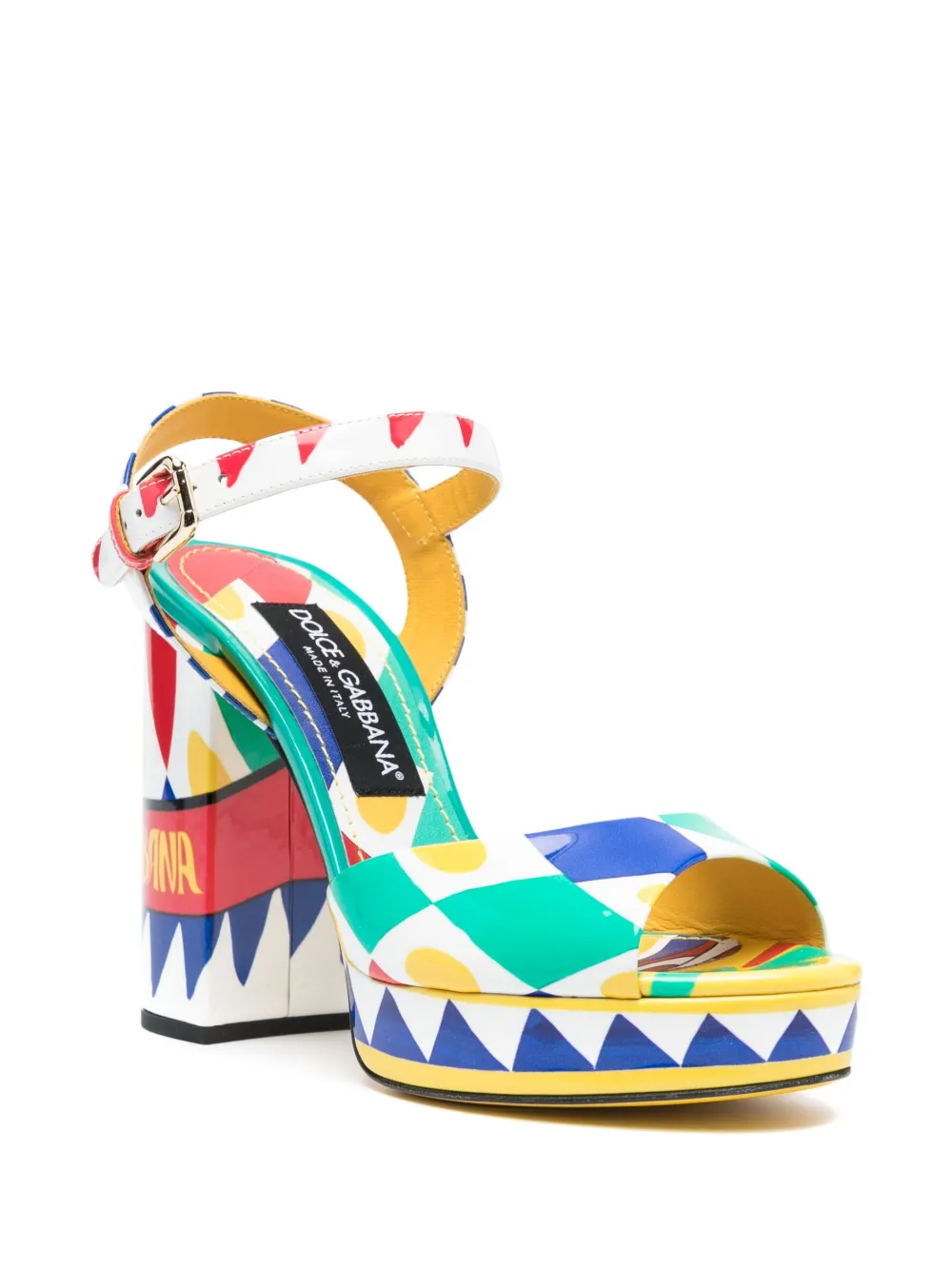 Dolce & Gabbana Carretto-print 120mm leather sandals - Wit