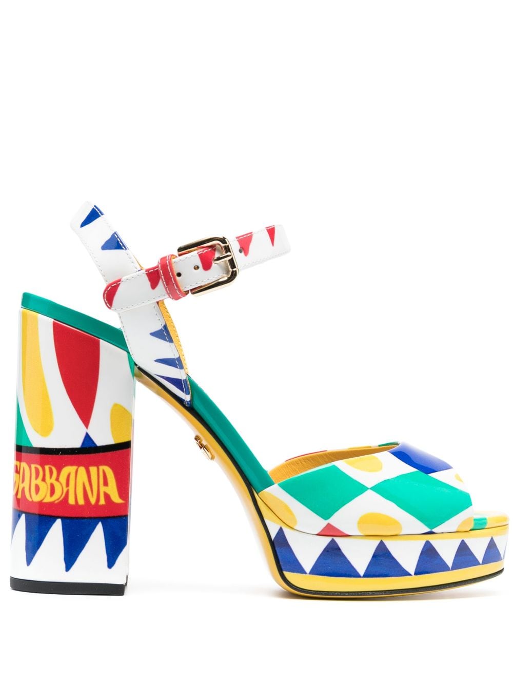 DOLCE & GABBANA CARRETTO-PRINT 120MM LEATHER SANDALS