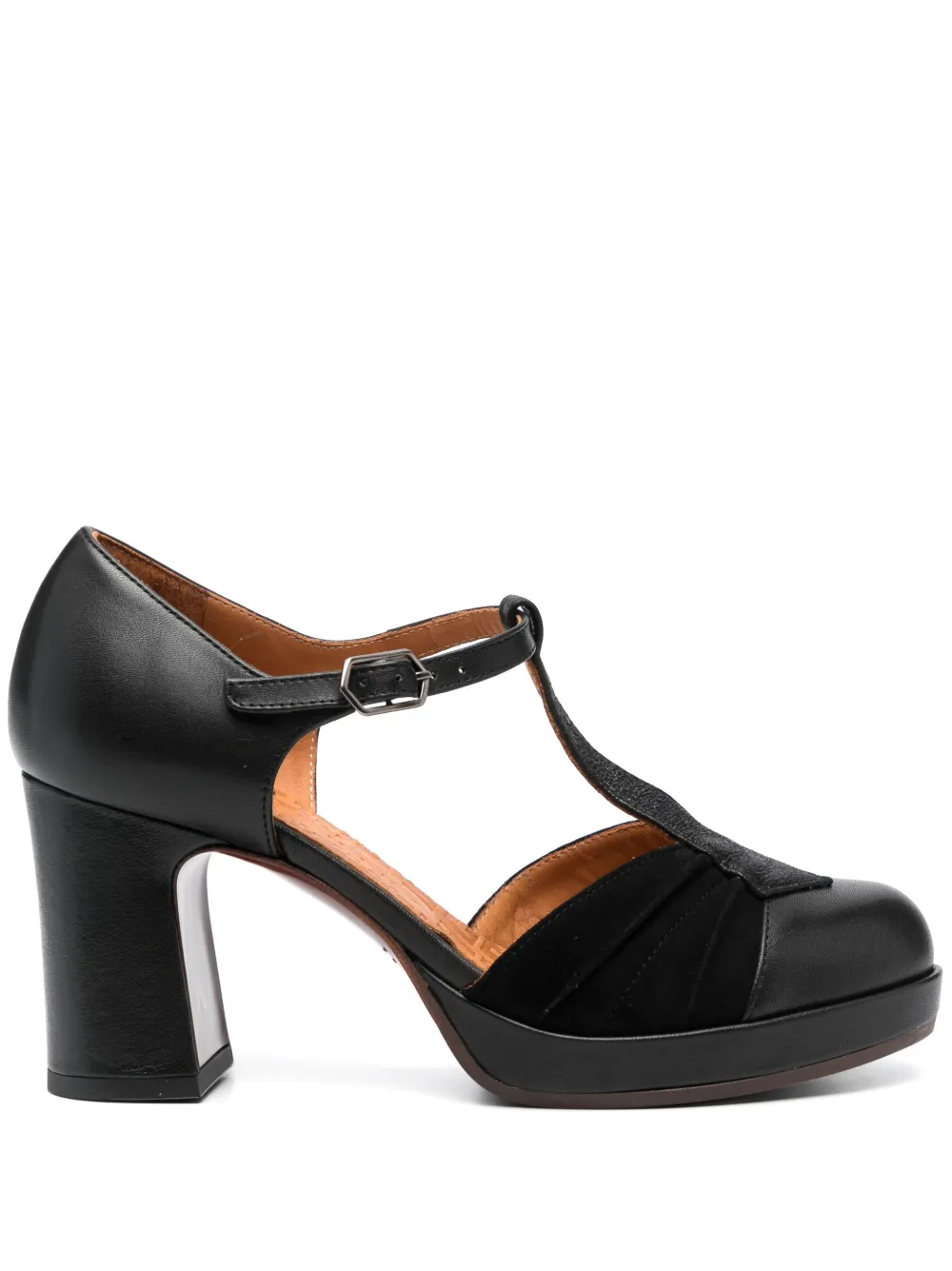 Chie Mihara 85mm T-bar Leather Pumps In Schwarz