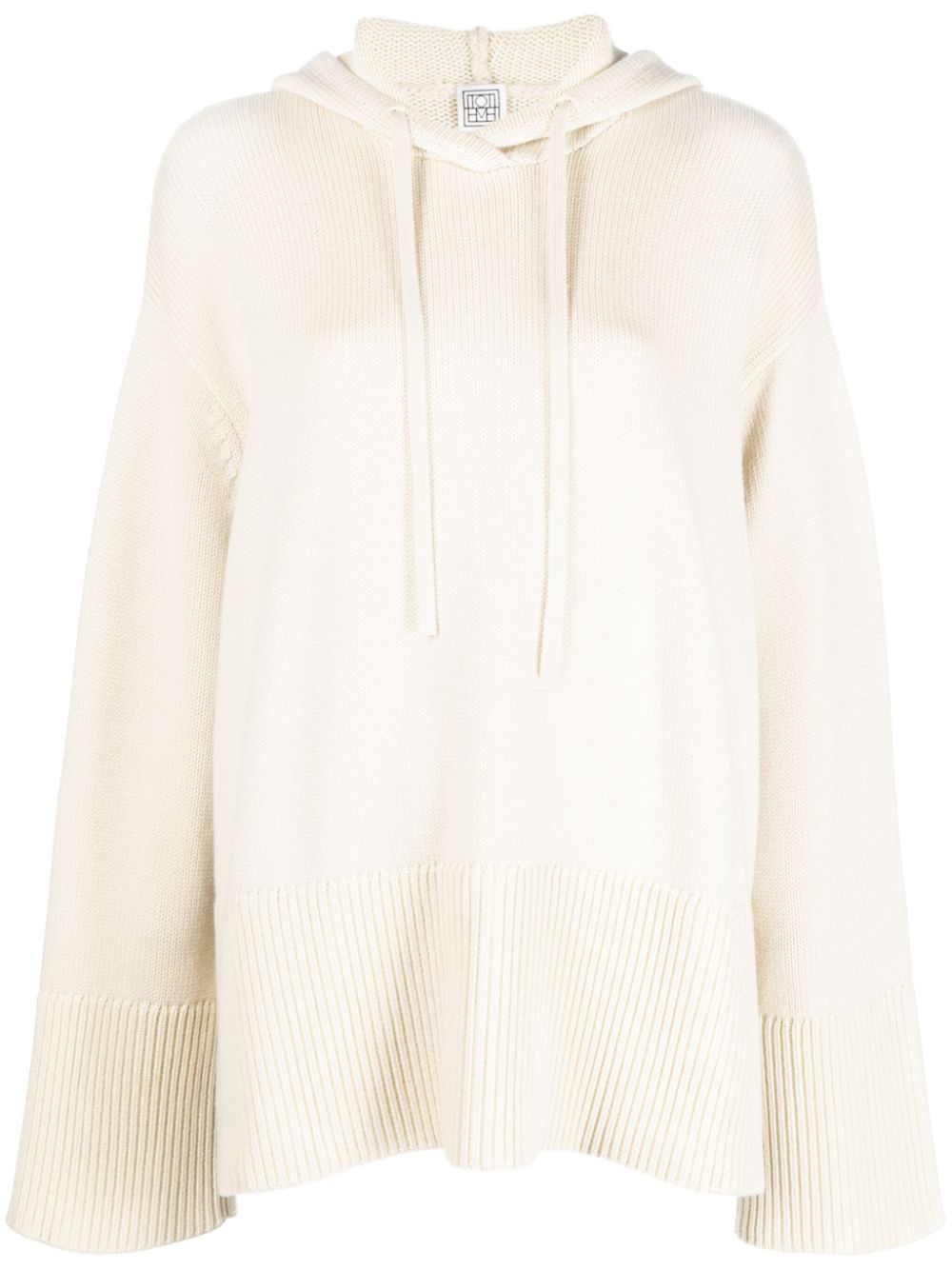 Totême Knitted Drawstring Hoodie In Neutrals