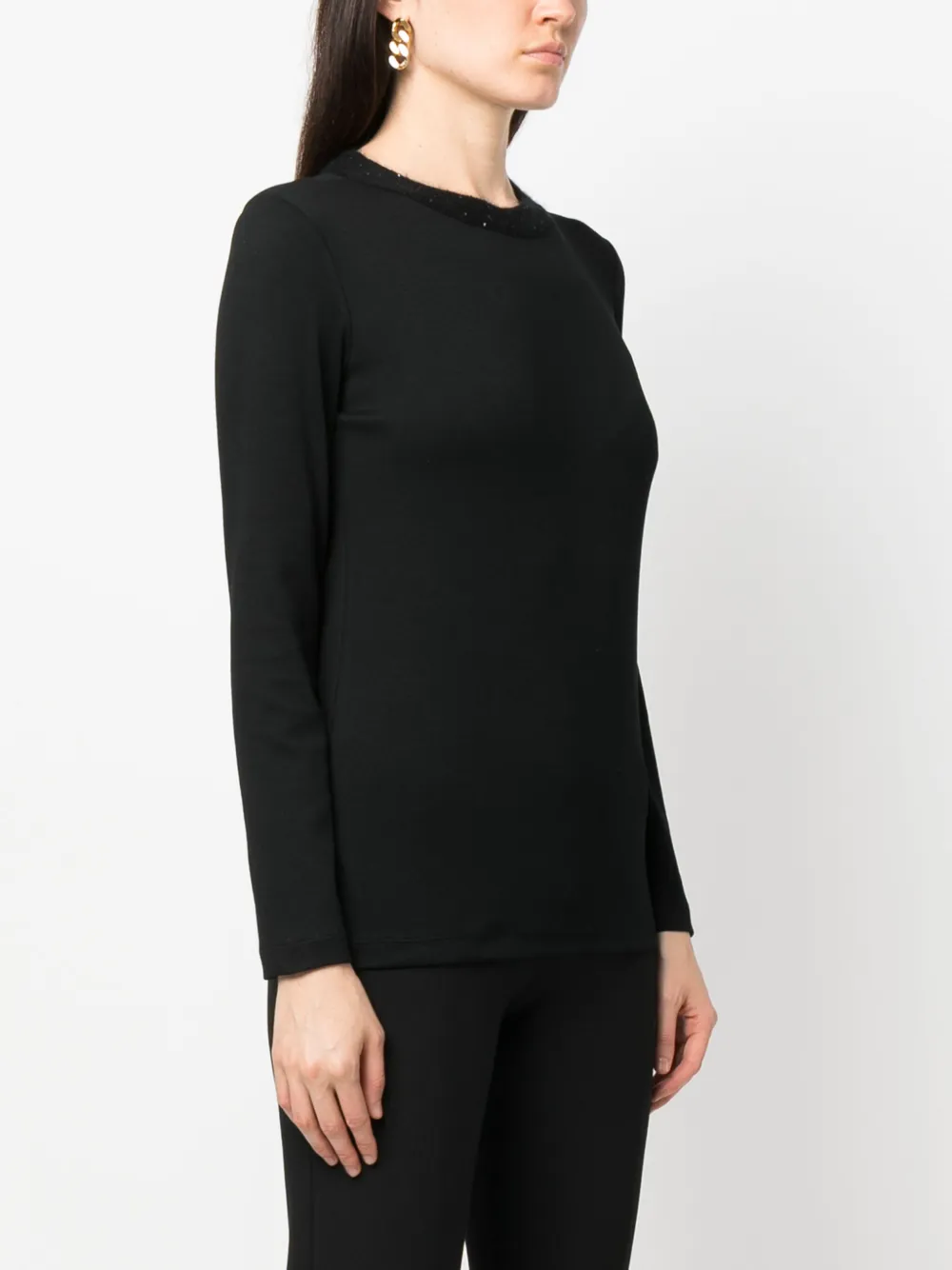 Shop Fabiana Filippi Sequin-embellished Collar Jumper In Black