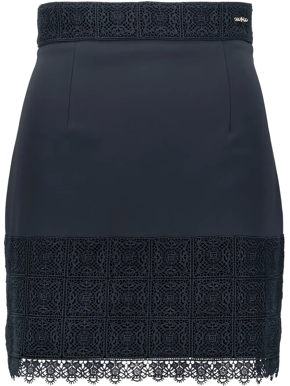Elisabetta Franchi Lace-trim Mini Skirt In Blue