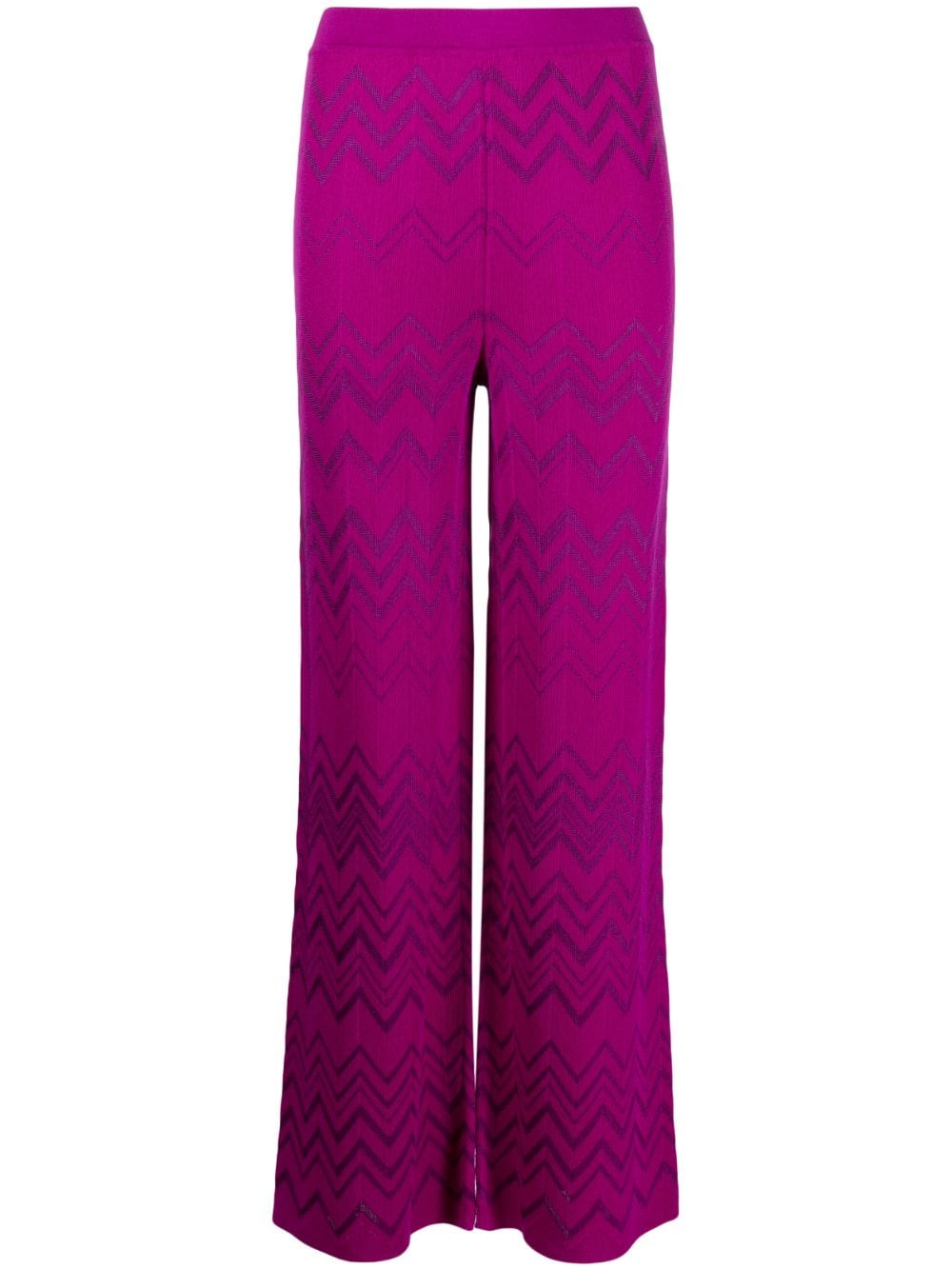 straight-leg zigzag-embroidery trousers