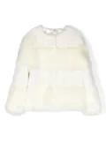 TWINSET Kids striped faux-fur jacket - White