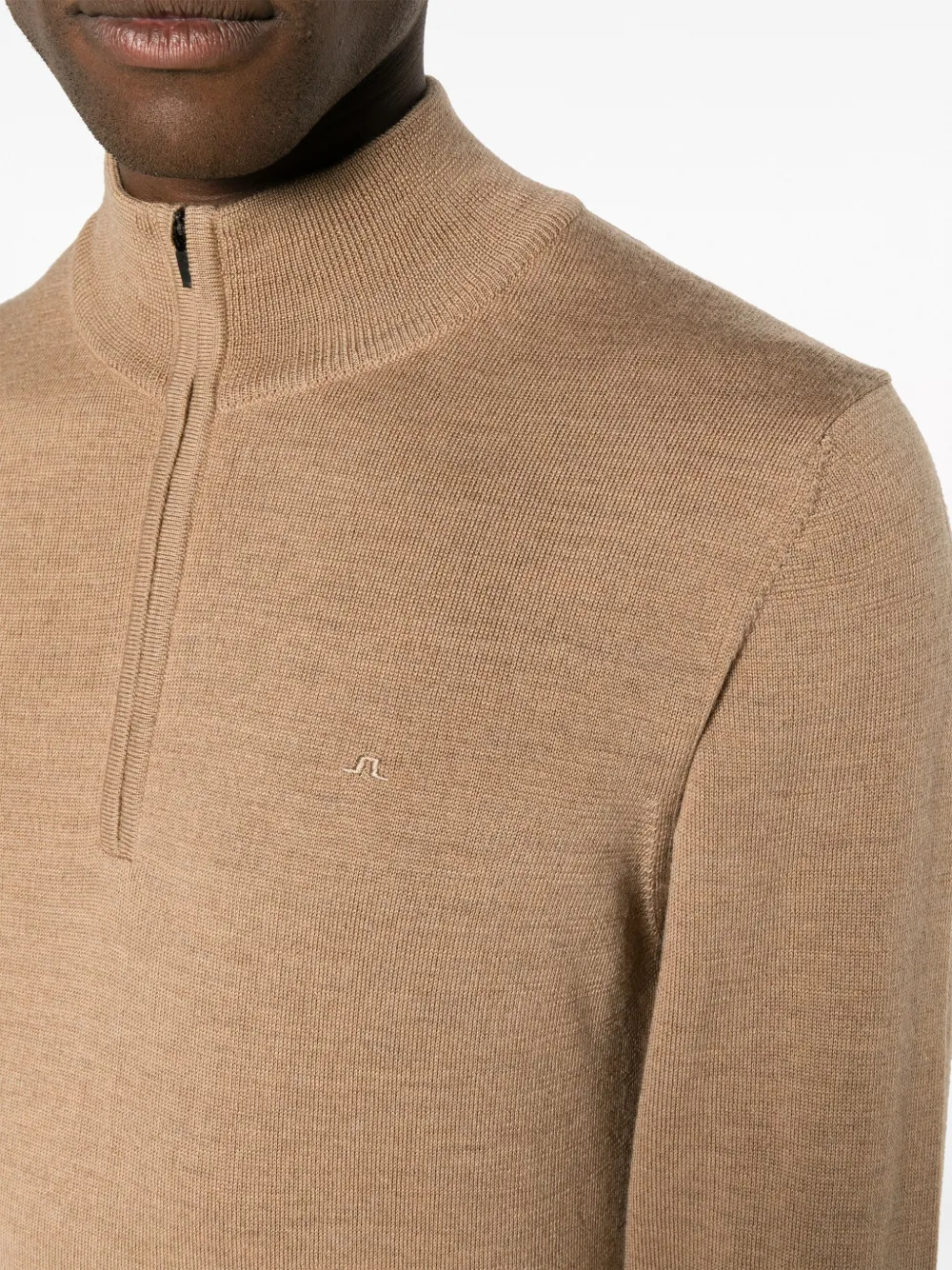 J. Lindeberg Kiyan Half-zip Merino Wool Jumper In Neutral