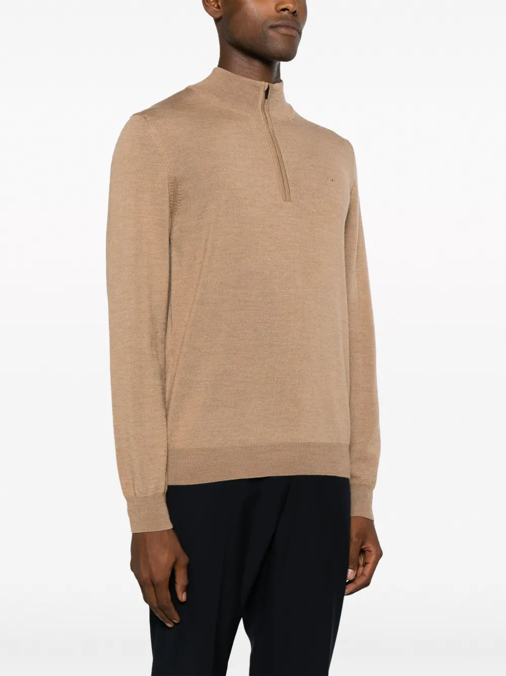 J. Lindeberg Kiyan Half-zip Merino Wool Jumper In Neutral