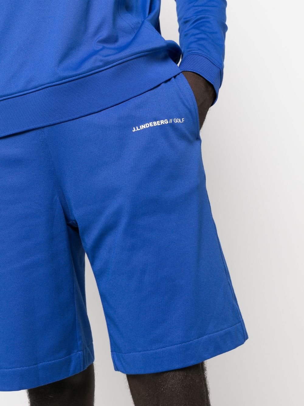 Shop J. Lindeberg Logo-print Elasticated-waistband Shorts In Blue