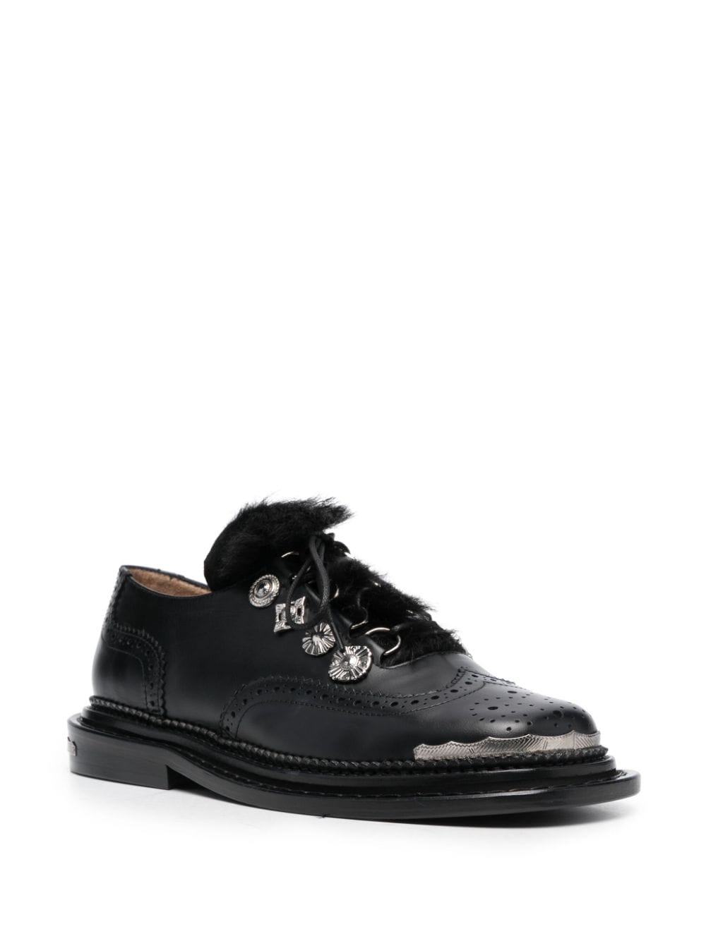 Shop Toga 35mm Leather Oxford Shoes In Black