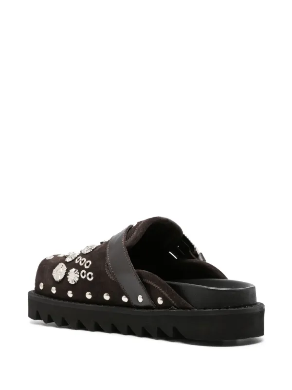 Toga Pulla eyelet-detailing Leather Mules | Brown | FARFETCH